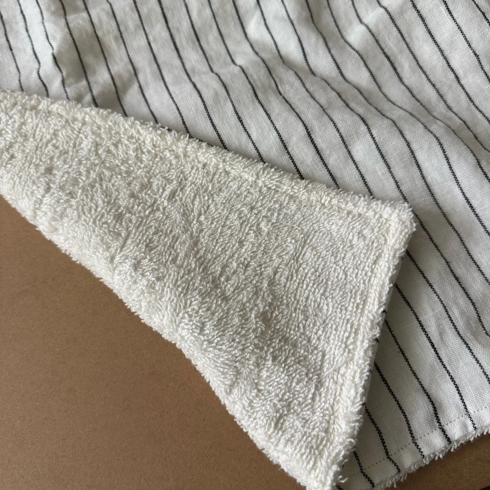 Handmade Linen Striped White and Black Hand Towel